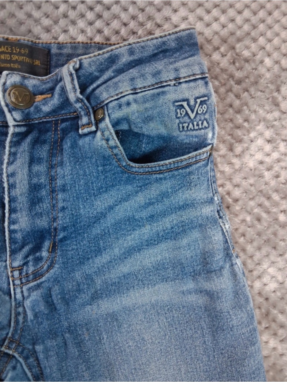Versace 19.69 Abbigliamento Sportivo Blue Denim Jeans Size 28 Raw Hem - Picture 3 of 6